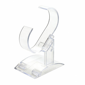 Rak <span class=keywords><strong>Display</strong></span> Jam Tangan Plastik Transparan Geometris Lintas Batas dengan Bracket <span class=keywords><strong>C</strong></span>-Ring untuk Meja Pajangan dan Gelang Jam - Product Image 5