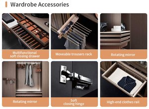 Armoire de chambre <span class=keywords><strong>sur</strong></span> <span class=keywords><strong>mesure</strong></span> avec bureau, design sans poignée du sol au plafond, placard de rangement multifonctionnel - Product Image 3
