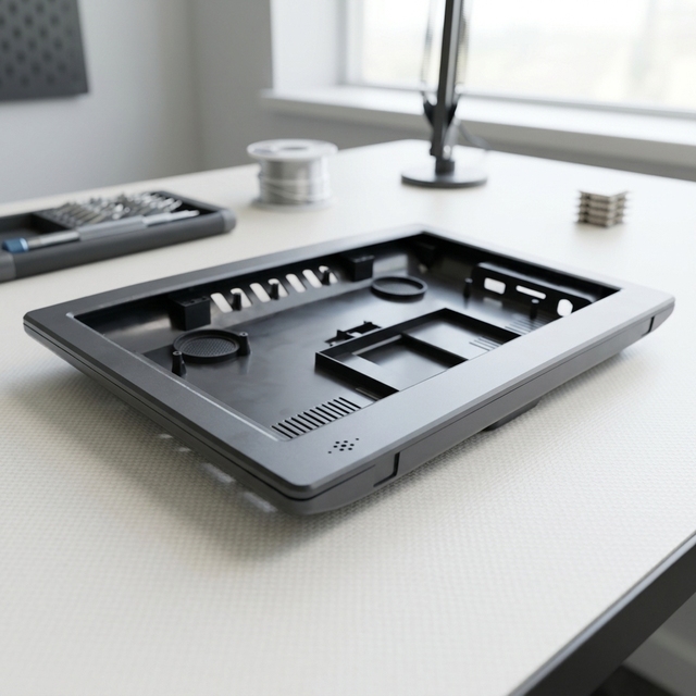 Custom Black ABS Plastic Touch Screen Enclosure, Injection Molded HMI Display Housing