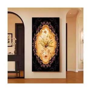 豪華でエレガントなブラックゴールドの花瓶フラワーポスタープリントウォールアートロールキャンバス絵画リビングルームの寝室のダイニング