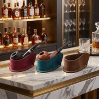Support de pipe de luxe en similicuir suédé, options de matériaux doubles, doublure floquée, support anti-rayures pour pipes en bois de bruyère haut de gamme