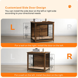 Cage pour chien en bois personnalisable avec double porte, pieds réglables et maison multifonctionnelle pour animaux de compagnie, conçue spécifiquement pour les chiens - Product Image 4