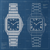 Montres mécaniques automatiques pour hommes en moissanite carrée VVS1 couleur D, étanches, avec diamants, vente en gros