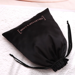 Custom Logo Printing Luxury Soft Blue Satin Fabric Drawstring Shoe Lingerie Storage Pouch Silk Satin Hair <b>Extension</b> Dust Bag - Product Image 6