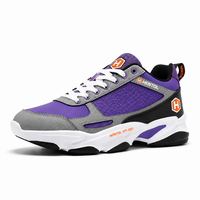 Baskets Chunky en Cuir PU à Maille Nid d'Abeille Violettes, Gris et Noir, à Semelle Épaisse, à Lacets, Chaussures de Sport Décontractées