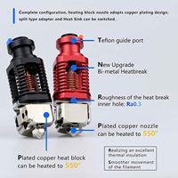 Actualización Red Lizard K1 V6 Dragon Hotend bloque de boquilla de cobre chapado Compatible con Voron 2,4 0,1 CR10 Ender 3 impresora 3D