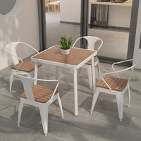 Ensemble table et chaises métalliques d'extérieur pour cafés, salons de thé, balcons, patios, jardins, terrasses – Résistant au soleil, style décontracté américain