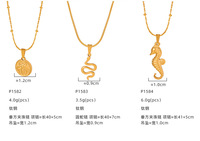Pendentif en acier inoxydable étanche, thème vie marine, cheval, tortue, bijoux de plage, fantaisie, plaqué or 18 carats