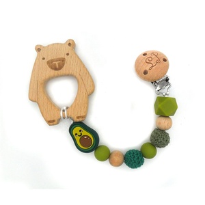 Juguete de madera para bebé, <span class=keywords><strong>mordedor</strong></span> de haya Natural <span class=keywords><strong>personalizado</strong></span>, anillo de madera, <span class=keywords><strong>cadena</strong></span> Dummy, <span class=keywords><strong>cadena</strong></span> para <span class=keywords><strong>chupete</strong></span> de bebé - Product Image 4