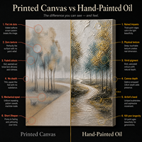 Peinture murale sur toile Paysage Romantique Forêt Brumeuse Bleu Vert avec Feuille d'Or pour Salon Décoration de Luxe