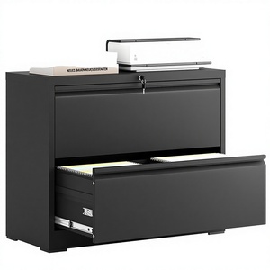 Archivador Lateral Moderno de Acero Negro con 2 Cajones, Muebles de Oficina, Cajones con Cerradura, Gran Capacidad, Almacenamiento Inteligente para Oficina en Casa - Product Image 2