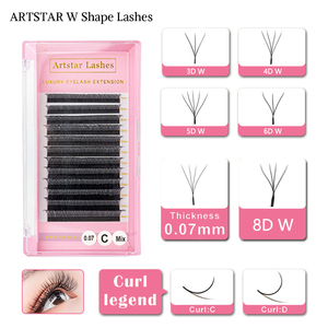 W hình dạng lông mi w3d/<span class=keywords><strong>w4d</strong></span>/w5d/w6d/w8d W khối lượng lông mi YY lông mi C/CC/D Curl Hàn Quốc PBT W Lash mở rộng - Product Image 5