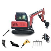 Disponible : Unité de creusement de 3 tonnes, accessoires de débroussailleuse à fléaux et de coupe-bordures pour mini-excavatrice