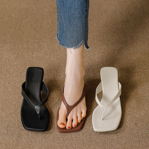 <span class=keywords><strong>Sandalias</strong></span> de tacón de aguja con punta cuadrada estilo francés para <span class=keywords><strong>mujer</strong></span>, elegantes mules tipo thong, zapatos sin cordones para exterior - Product Image 4