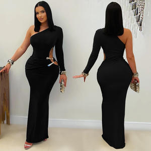 Nuovo articolo S-2XL <span class=keywords><strong>abbigliamento</strong></span> da <span class=keywords><strong>donna</strong></span> tinta unita <span class=keywords><strong>Sexy</strong></span> da ragazza collo inclinato senza schienale abito lungo sottile <span class=keywords><strong>per</strong></span> <span class=keywords><strong>donna</strong></span> - Product Image 2