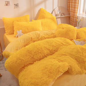 Winter Warm <b>Fluffy</b> Velvet <b>Duvet</b> <b>Cover</b> Set Luxury Soft Solid Color Quilt <b>Cover</b> With Bedsheets - Product Image 4