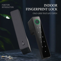Serrure Intelligente Compatible Tuya pour Porte en Bois, Carte Mémoire, Alliage d'Aluminium, Verre Trempé, Multi-Déverrouillage (Empreinte Digitale, Carte, Cloud)