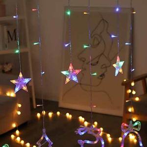 ไฟ LED พลังงานแสงอาทิตย์รูปดาวและพระจันทร์ ระดับ IP65 สำหรับตกแต่งเทศกาลกลางแจ้ง ลานบ้าน แคมป์ปิ้ง คริสต์มาส ดาวหลากสีสัน - Product Image 5