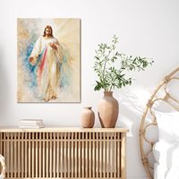 Tableau sur toile Jésus-Christ Miséricorde Divine, impression sur toile tendue prête à accrocher, pour salon et chambre à coucher