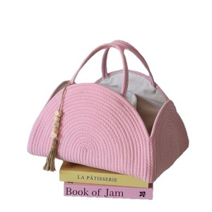 Portable Cotton Rope Storage <b>Basket</b> Diaper Bag Organizer Handbag Multi Functional With Tassel Detail - Product Image 2