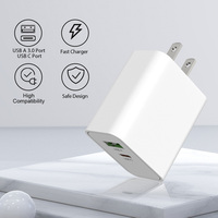 Adaptateur chargeur USB Schitec US Standard 20W 3.0, finition mate givrée, double sortie A+C, chargeur de voyage compact, charge rapide pour mobile