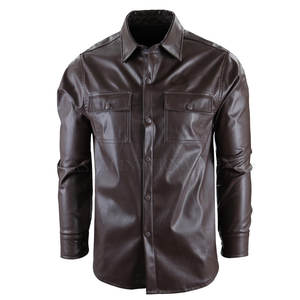 Camisas de cuero de manga larga de color sólido para hombre, camisas de cuero personalizadas, camisas de cuero de nuevo estilo - Product Image 1