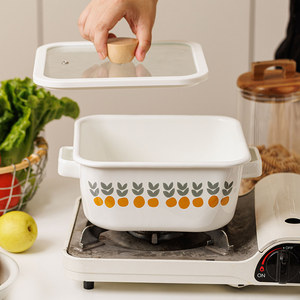 Olla <span class=keywords><strong>para</strong></span> Sopa de Cerámica Ecológica de Grado Alimenticio, 22 cm, 3.5 L, Cuadrada, Esmaltada y Gruesa, con Tapa de Vidrio - Product Image 4
