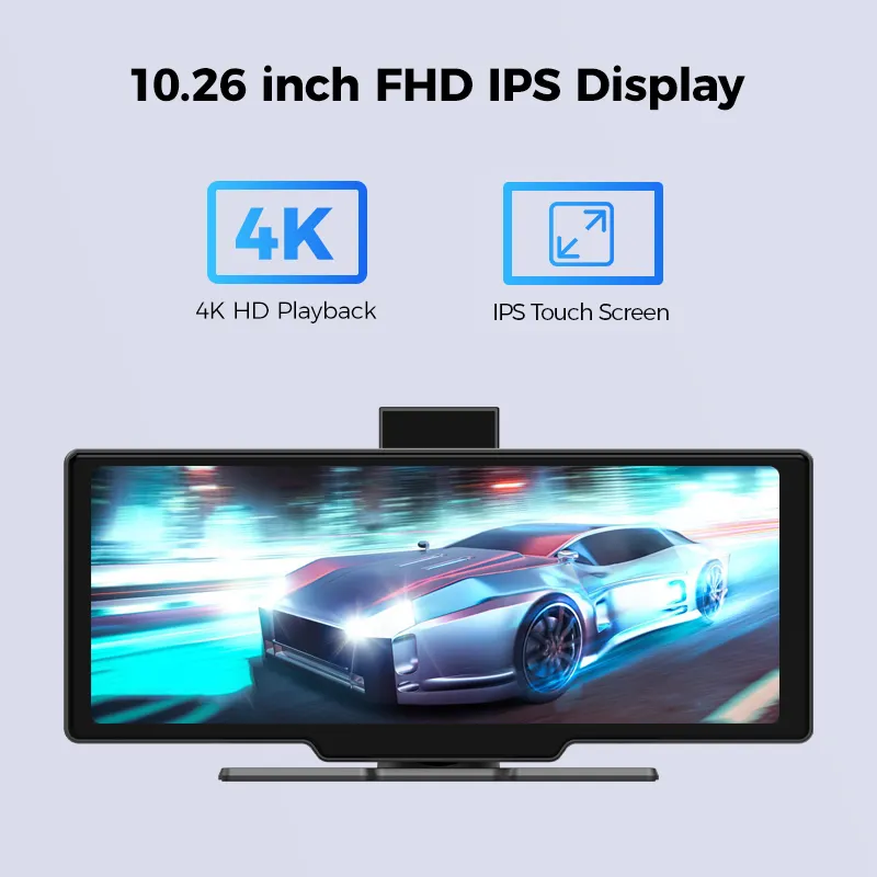New 10.26 Inch Touch Screen IPS Touch Screen CarPlay Android Auto Car DVD Player With Dashcam and Audio