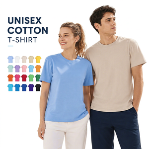เสื้อยืดคอกลมคลาสสิกผ้าฝ้าย 100% สกรีนโลโก้ได้ นุ่ม ระบายอากาศดี ขายส่ง 20 สี เสื้อทีมกอล์ฟ ไซส์ S-4XL สีฟ้า - Product Image 1