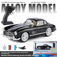 Modèle de voiture RC miniature JLF 1:24, modèle classique Mercedes 300SL avec son et lumière, roues mobiles, modèle de voiture en métal, jouet
