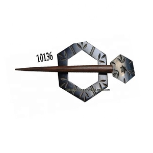 Épingle à cheveux hexagonale en bois sculpté à la main, avec tige, accessoires pour cheveux pour filles, 1 pièce - Product Image 2