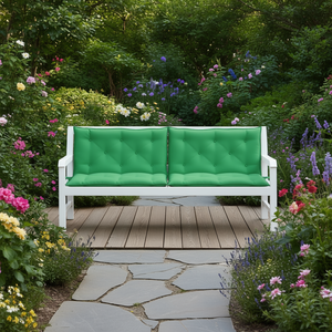 Juego de 2 cojines para banco de exterior de tela Oxford verde, acolchados con fibra hueca, resistentes al agua, extraíbles, lavables, para todas las estaciones - Product Image 2