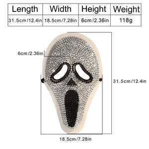 Máscara de Calavera con Pedrería, Estilo Horror, para Halloween, Carnaval, Fiestas, Accesorio de Disfraz de Plástico DIY - Product Image 2