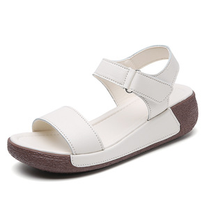 <span class=keywords><strong>Sandali</strong></span> da <span class=keywords><strong>Donna</strong></span> Marrone Chiaro con Punta Aperta, Suola Spessa, Chiusura in Velcro, Comodi con Zeppa Leggera per Uso Estivo all'Aperto - Product Image 3