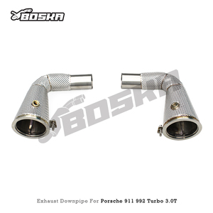 ท่อไอเสียแบบฟรีโฟลว์พร้อมแผ่นกันความร้อน SUS304 สำหรับ Porsche 911 992 Turbo 3.0T ปี 2020-2023 ยี่ห้อ Boska รุ่น Universal Exhaust Downpipe - Product Image 6