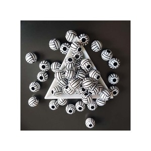 <span class=keywords><strong>Perles</strong></span> acryliques sportive <span class=keywords><strong>blanches</strong></span>, 1000 pièces, 12mm, <span class=keywords><strong>perles</strong></span> rondes à gros trous, à motif de volley-ball, <span class=keywords><strong>perles</strong></span> d'espacement pour la fabrication de bijoux - Product Image 1