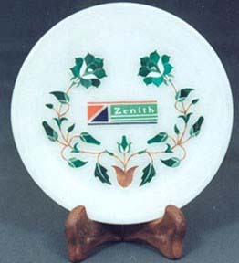 Natural Fine Quality Use For Dining Table Exclusive White Marble Inlay Plate With Beautiful Flower Design Mix Color Round Shape. - Product Image 2