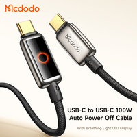 Mcdodo 668/667, 100W, cable de apagado automático, pantalla de luz de carga segura, carga rápida activa, cable tipo C de aleación de Zinc, 1,2 m