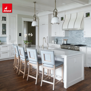 Armoires de cuisine Alland Classic American Style en MDF laqué blanc avec un capot de protection décoratif à bords métalliques - Product Image 5