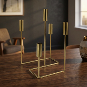 Centre de table de table de luxe moderne en or à 5 niveaux, pièce maîtresse décorative, ensemble de bougeoirs en métal pour Noël pour bocaux à bougies - Product Image 4