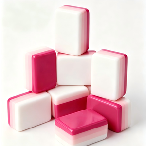 HIMORE – Jeu de <span class=keywords><strong>Mahjong</strong></span> américain de luxe personnalisable de 160 tuiles en acrylique rose, avec 4 couches de gravure, collection Glitterville - Product Image 5