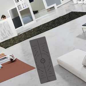 Tapis de yoga de haute qualité, écologique, premium, extra large, avec logo personnalisé, nouveau design, empilable, en PU naturel, antidérapant, en caoutchouc noir - Product Image 3