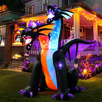 Dragon gonflable d'extérieur à deux têtes de 21 mètres pour Halloween, modèle en polyester avec éclairage LED, décoration de pelouse, modèle 22293 CN