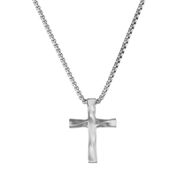 Collier pendentif croix torsadée brossée en acier inoxydable 316 plaqué or, réglable, pour femmes et hommes, avec chaîne maille gourmette