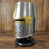 Casque de Chevalier Médiéval Artisanal en Métal Plaqué Antique 3D – Armure Historique Durable pour Guerrier, Objet d'Art de Collection, Festival Renaissance