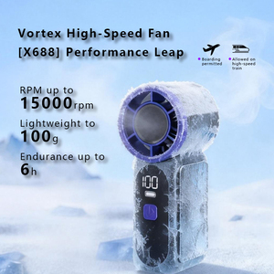 Ventilateur portable sans pales numérique rechargeable USB-C à LED, moteur brushless biphasé, pour maison, voiture et camping-car - Product Image 2