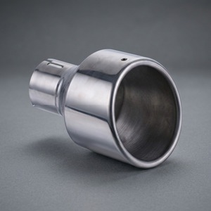 Punta de escape de acero inoxidable con entrada de 2.1 pulgadas y salida ensanchada de 4 pulgadas, corte <span class=keywords><strong>en</strong></span> ángulo, pulido espejo, borde enrollado, universal, con abrazadera para silenciador - Product Image 4
