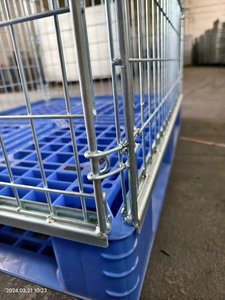 YOUGUカスタマイズ可能な工業用スタッカブルスチール収納ケージ亜鉛メッキヘビーデューティープラスチックパレット1000kg容量折りたたみ式 - Product Image 4