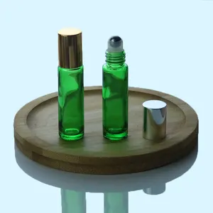 زجاجة مستحضرات تجميل كروية زجاجية بلون الكهرمان الشفاف الأعلى مبيعًا زجاجة 10 مل بكرة من الصلب المقاوم للصدأ (NRB01)