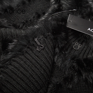 VT7016 Nouveau <span class=keywords><strong>Gilet</strong></span> Tricoté <span class=keywords><strong>Sans</strong></span> Manches pour <span class=keywords><strong>Femme</strong></span> avec Vraie Fourrure de <span class=keywords><strong>Lapin</strong></span> Noir - Product Image 6